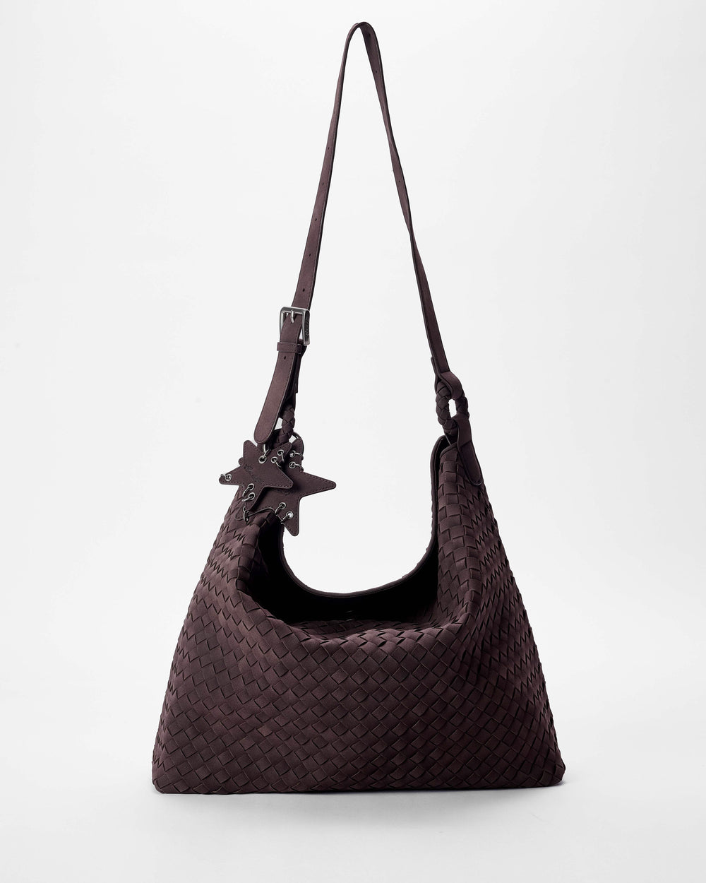Suede Woven Tote Bag – ECODAY スエード調手編みトート ブラウン系 